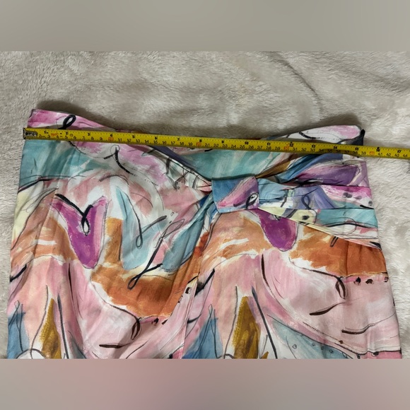 Ted Baker Kiylie Asymmetric Twist Slip Midi Skirt Size 3 Ivory Floral - Picture 8 of 11